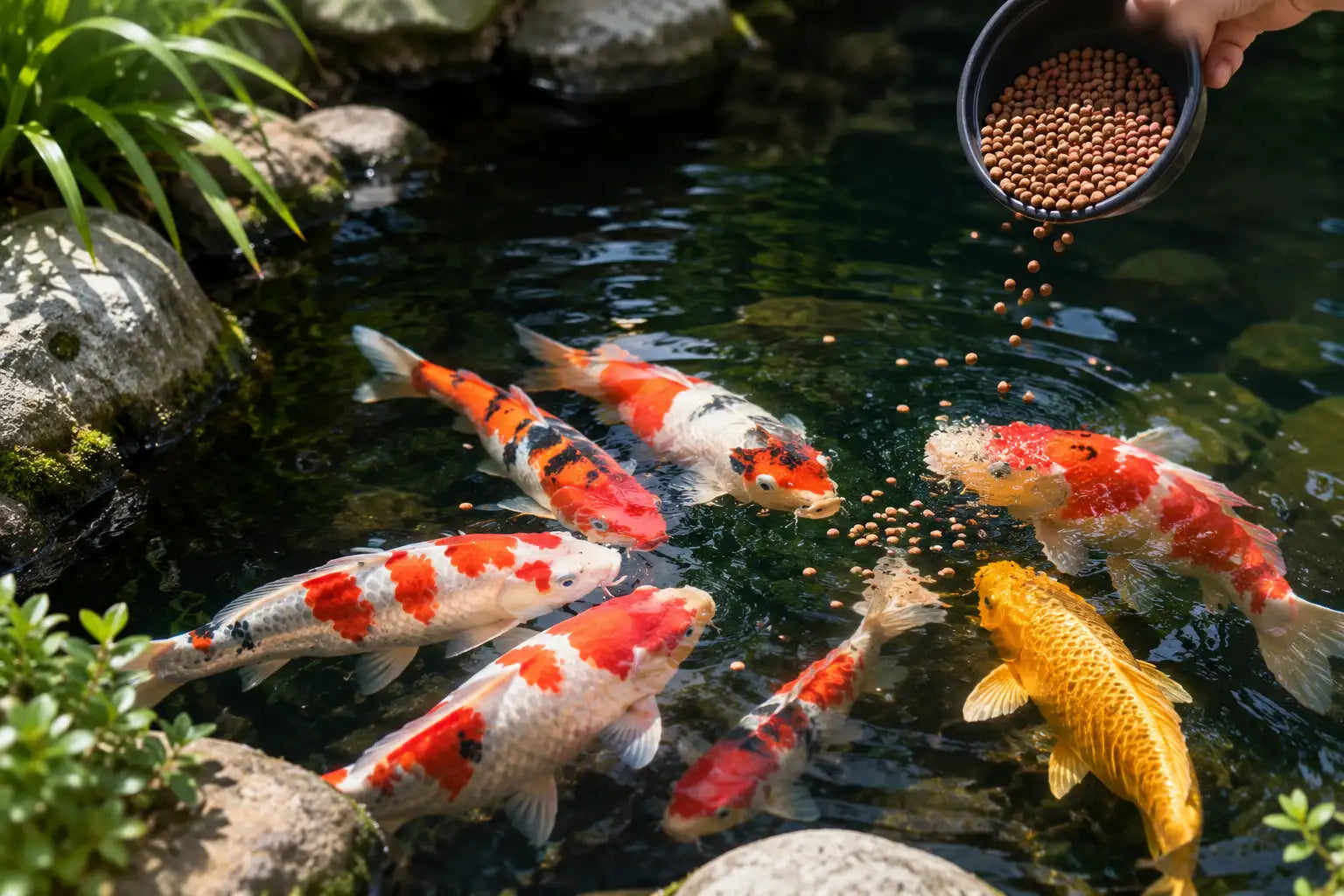 Koi Fish Feeding